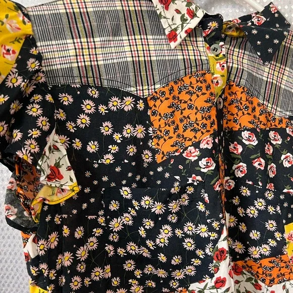 Patchwork Print Western Boho Collared Rodeo Dress Women’s Small NWT - Picture 3 of 4